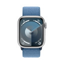Apple Watch Series 9 / 45 мм / корпус из алюминия серебристого цвета  / текстильный ремешок цвета Ледяной синий