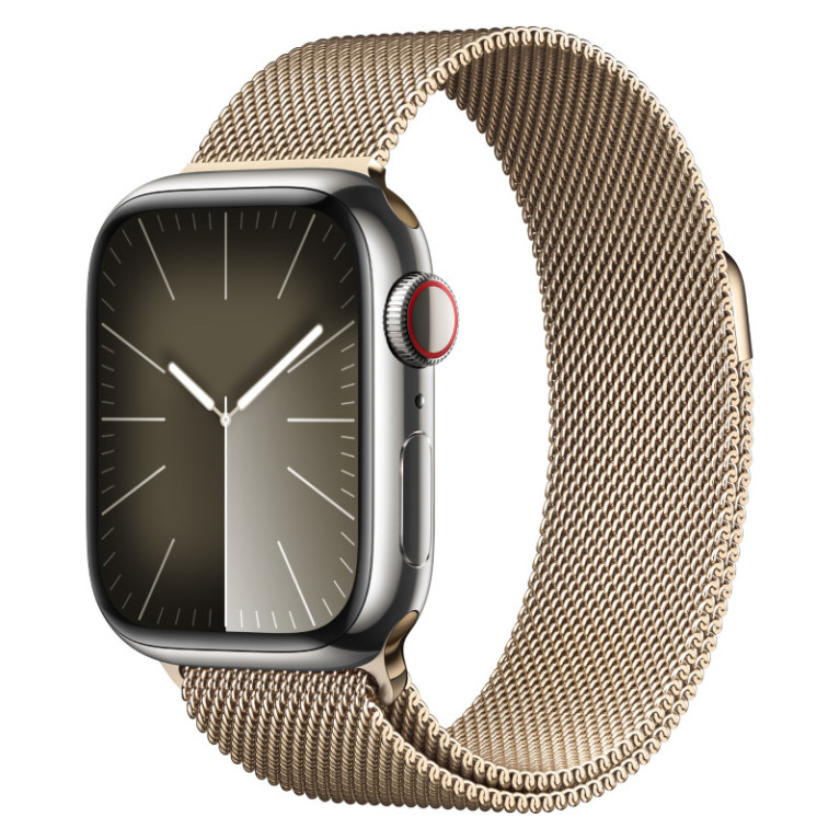 Apple Watch Series 9 / 41 мм / корпус из нержавеющей стали / браслет миланская петля золотого цвета 