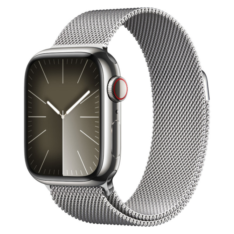 Apple Watch Series 9 / 41 мм / корпус из нержавеющей стали / браслет миланская петля серебристого цвета