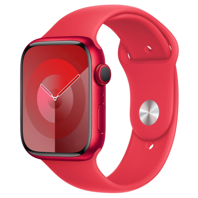 Apple Watch Series 9 / 45 мм / корпус из алюминия красного цвета  / спортивный ремешок красного цвета