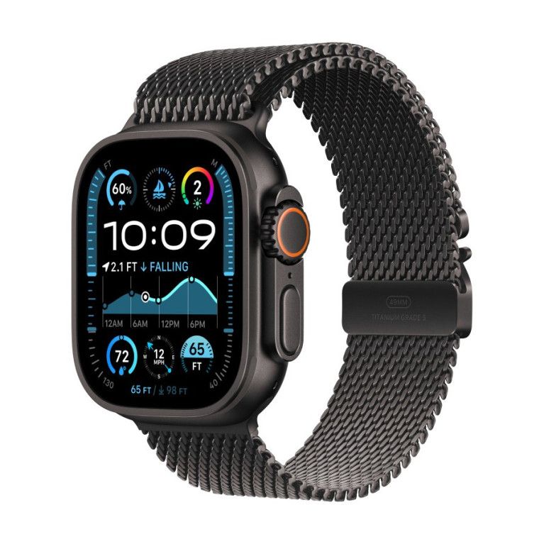 Apple Watch Ultra 2024 GPS + Cellular / 49 мм / корпус из титана цвета Черный титан / браслет миланская петля черного цвета