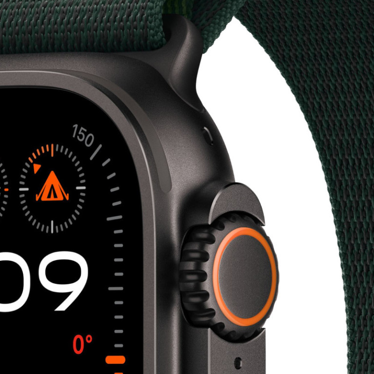 Apple Watch Ultra 2024 GPS + Cellular / 49 мм / корпус из титана цвета Черный титан / ремешок Alpine темно-зеленого цвета