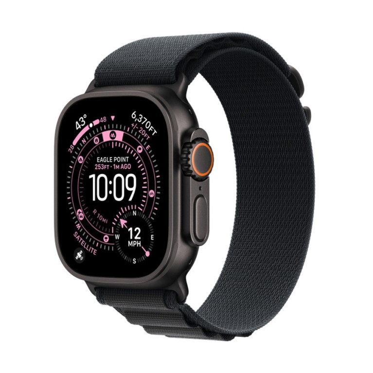 Apple Watch Ultra 3 / 49 мм / корпус из титана Черный титан / ремешок Alpine черного цвета