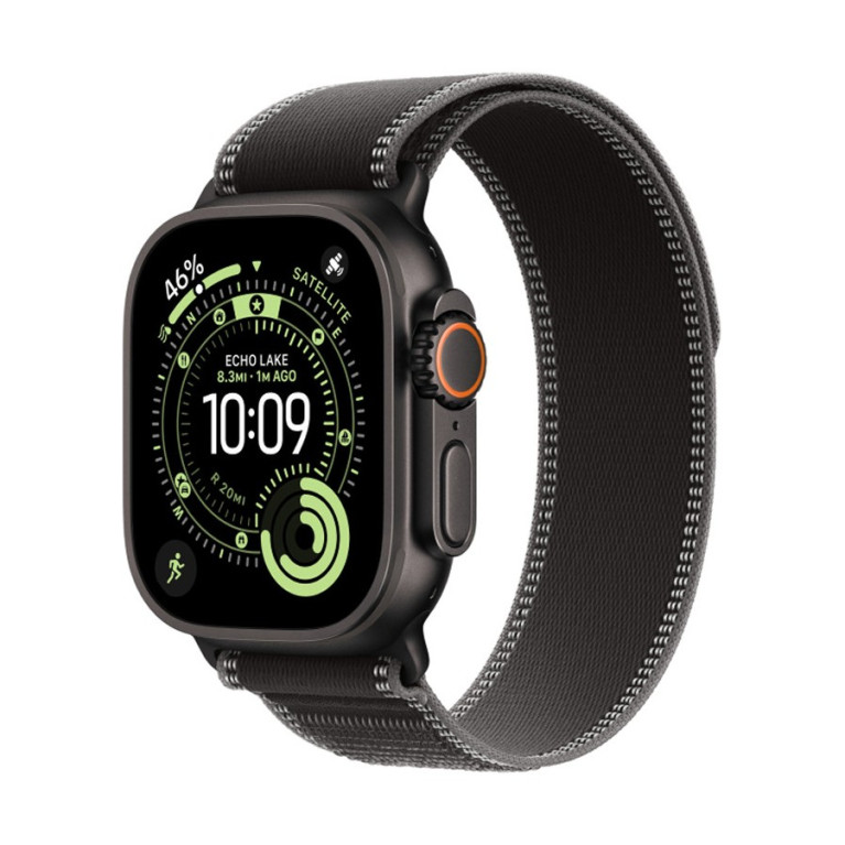 Apple Watch Ultra 3 / 49 мм / корпус из титана Черный титан / ремешок Trail черного цвета