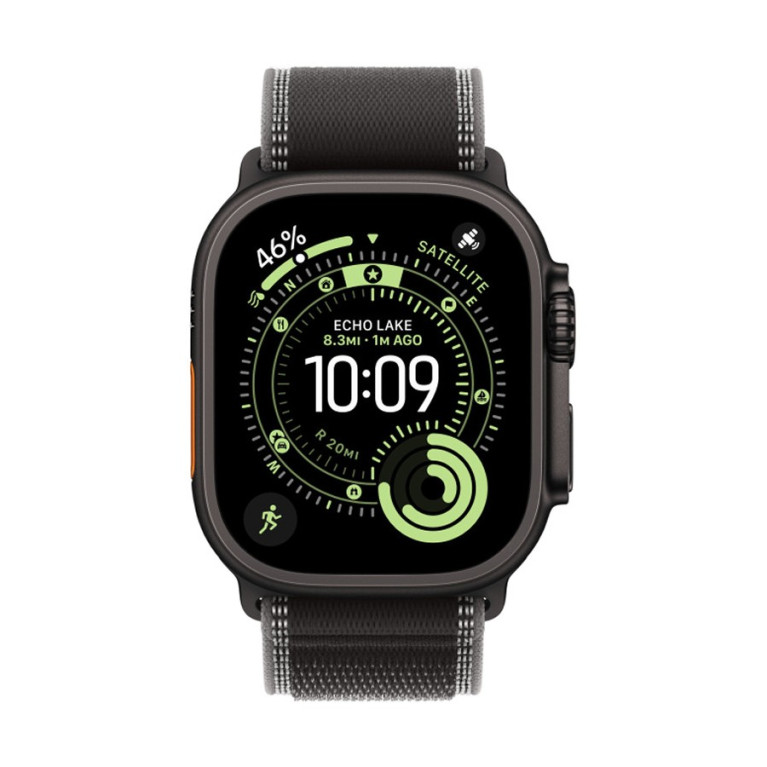 Apple Watch Ultra 3 / 49 мм / корпус из титана Черный титан / ремешок Trail черного цвета