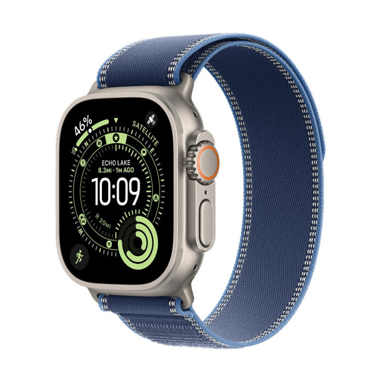 Apple Watch Ultra 3 / 49 мм / корпус из титана / ремешок Trail синего цвета