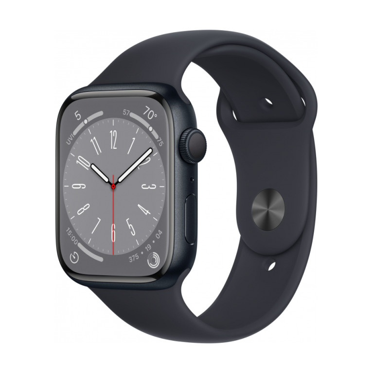 Apple Watch Series 8 / 41 мм / корпус из алюминия цвета Темная ночь / спортивный ремешок цвета Темная ночь 