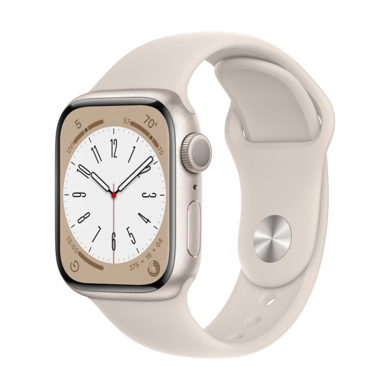 Apple Watch Series 8 / 41 мм / корпус из алюминия цвета Сияющая звезда / спортивный ремешок цвета Сияющая звезда