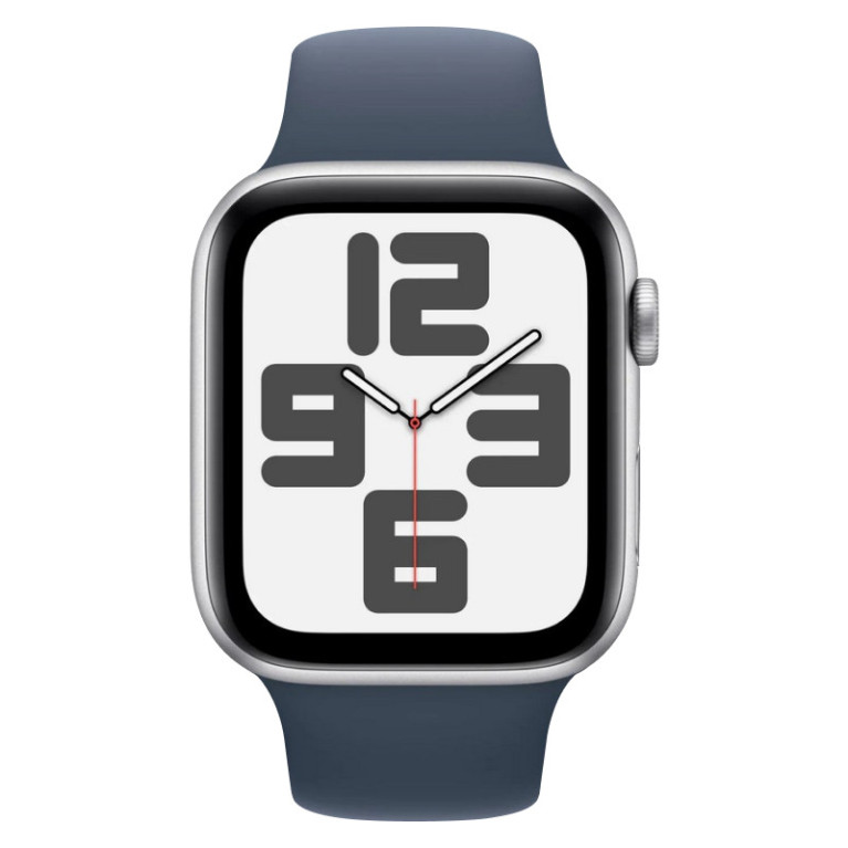Apple Watch SE 2024 / 44 мм / корпус из алюминия белого цвета / спортивный ремешок синего цвета