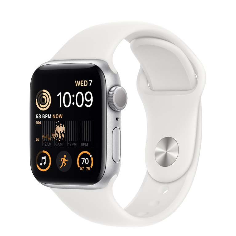 Apple Watch SE 2022 / 40 мм / корпус из алюминия белого цвета / спортивный ремешок белого цвета