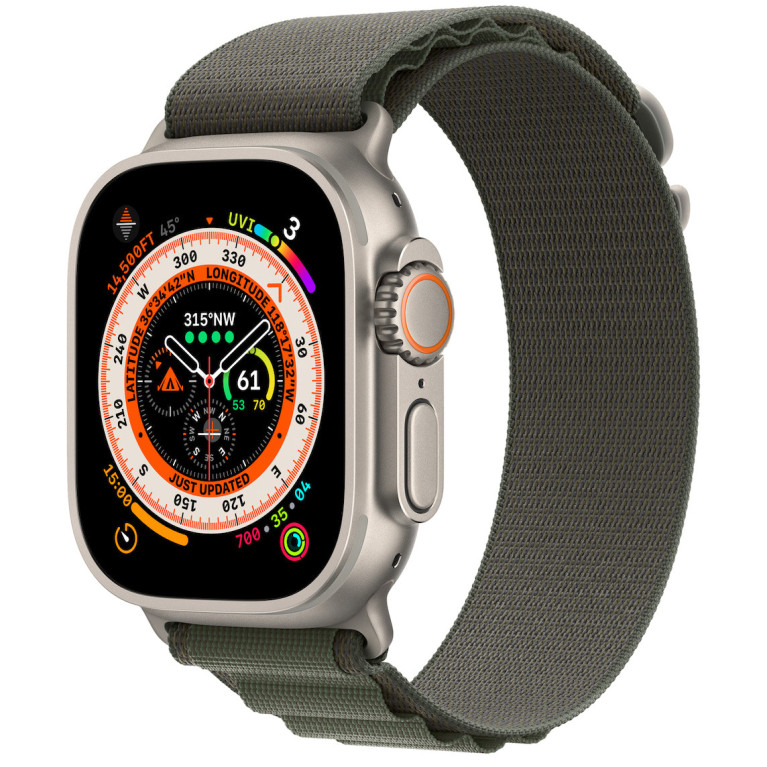 Apple Watch Ultra / 49 мм / корпус из титана / ремешок Alpine зеленого цвета  