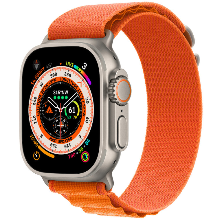 Apple Watch Ultra / 49 мм / корпус из титана / ремешок Alpine оранжевого цвета  