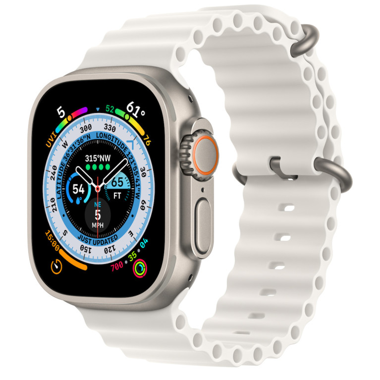 Apple Watch Ultra / 49 мм / корпус из титана / ремешок Ocean белого цвета