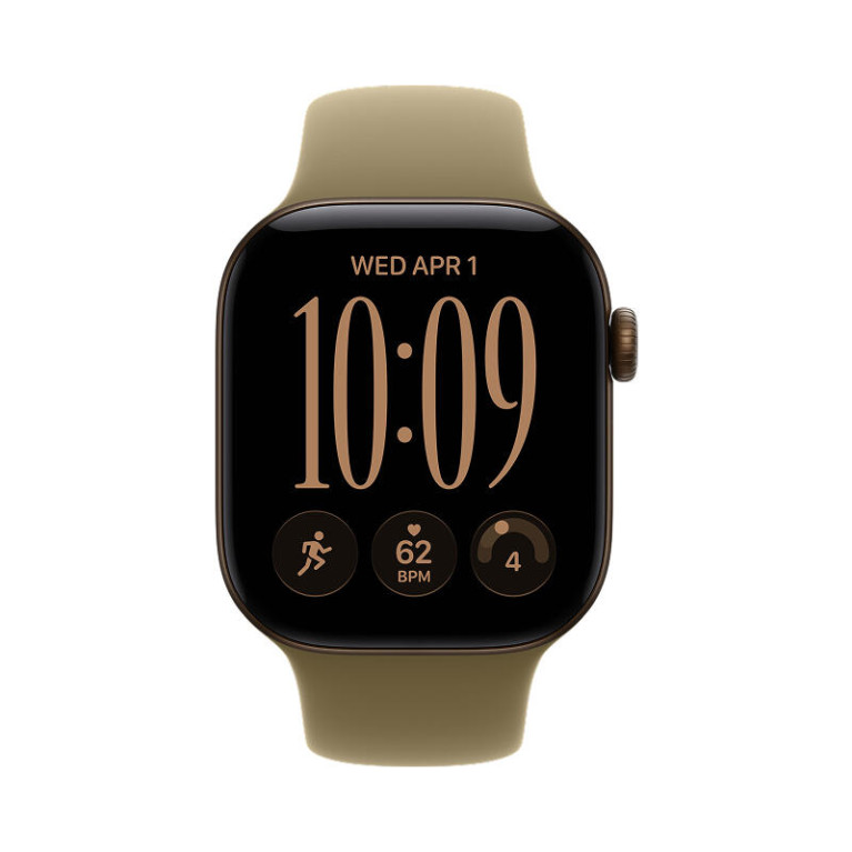Apple Watch Series 12 / 42 мм / корпус из алюминия бронзового цвета / спортивный ремешок оливкового цвета