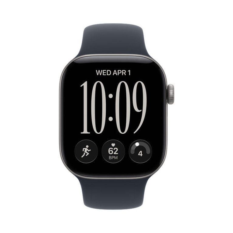 Apple Watch Series 12 / 46 мм / корпус из алюминия Серый космос / спортивный ремешок темно-синего цвета