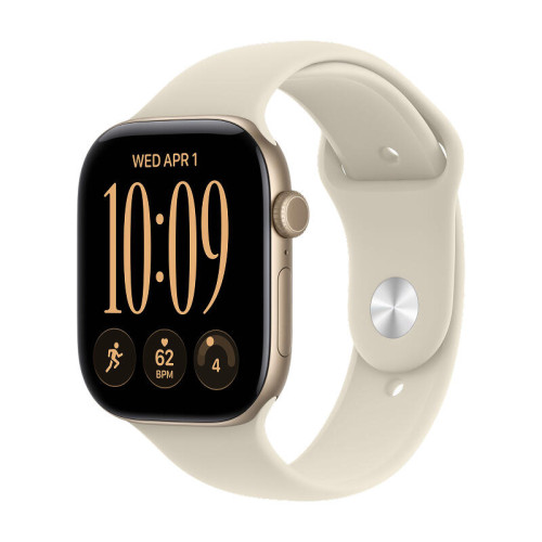 Apple Watch Series 12 / 46 мм / корпус из алюминия золотого цвета / спортивный ремешок песочного цвета