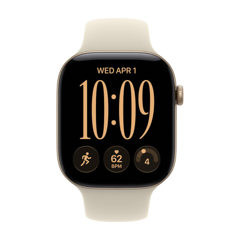 Apple Watch Series 12 / 46 мм / корпус из алюминия золотого цвета / спортивный ремешок песочного цвета