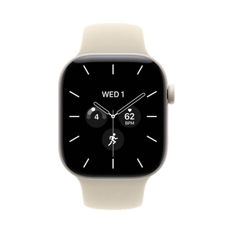 Apple Watch Series 12 / 42 мм /  корпус из керамики цвета Белый жемчуг / спортивный ремешок песочного цвета