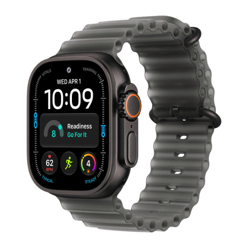 Apple Watch Ultra 4 / 49 мм / корпус из титана черного цвета / полупрозрачный ремешок Ocean черного цвета