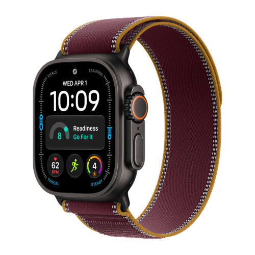 Apple Watch Ultra 4 / 49 мм / корпус из титана черного цвета / ремешок Trail бордового цвета
