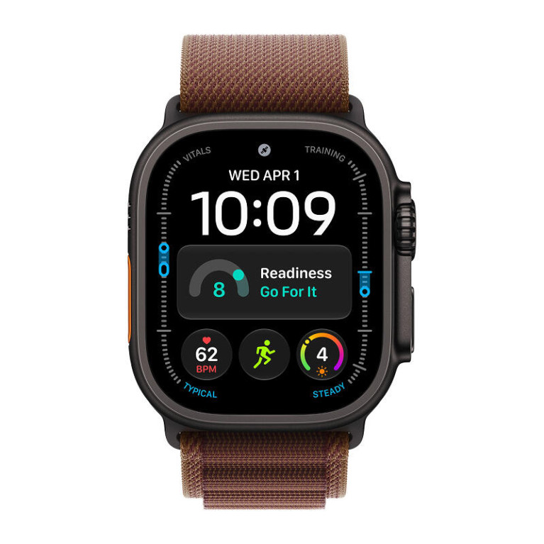Apple Watch Ultra 4 / 49 мм / корпус из титана черного цвета / ремешок Alpine бордового цвета
