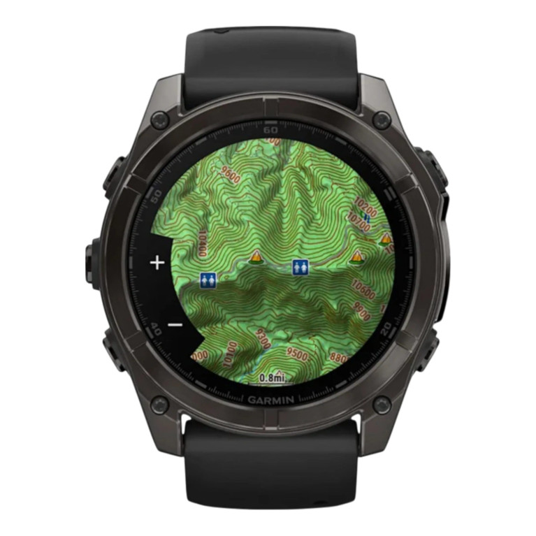 Смарт-часы Garmin Fenix 8, 47 мм, AMOLED, титан с DLC, сапфир, силиконовый ремешок цвета Чёрный/Серая галька