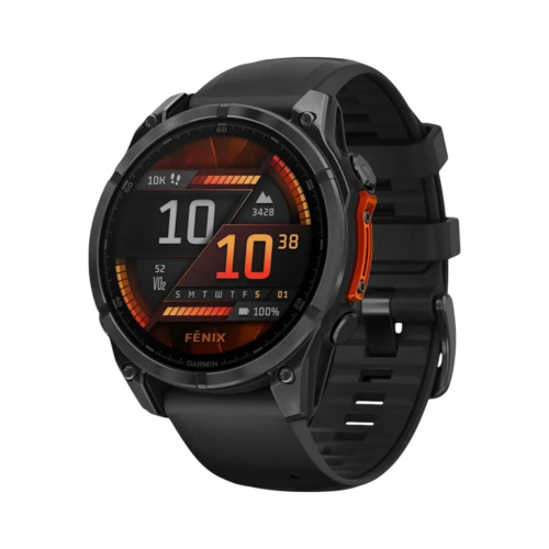 Смарт-часы Garmin Fenix 8, 51 мм, AMOLED, сталь, чёрный силиконовый ремешок
