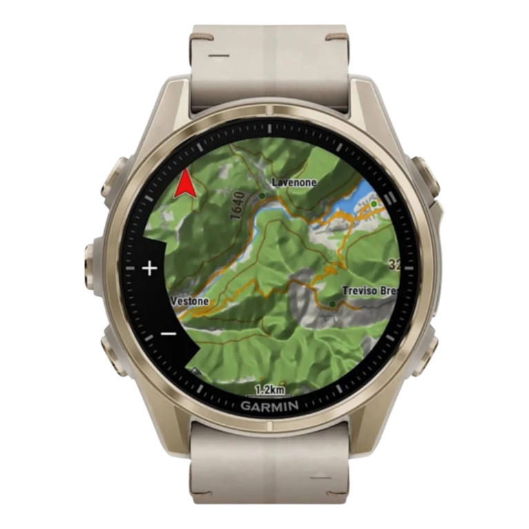 Смарт-часы Garmin Fenix 8, 43 мм, AMOLED, кожаный ремешок цвета Известняк