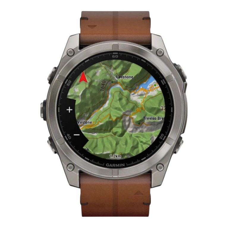 Смарт-часы Garmin Fenix 8, 51 мм, AMOLED, каштановый кожаный ремешок